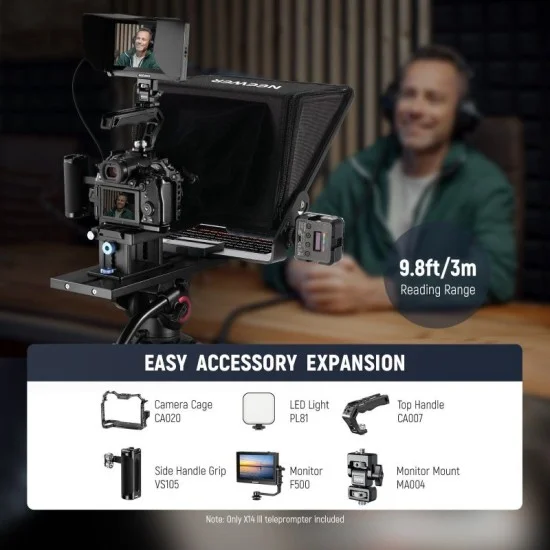 neewer  x14 iii  aluminum alloy teleprompter with 501pl quick shoe plate _ black
